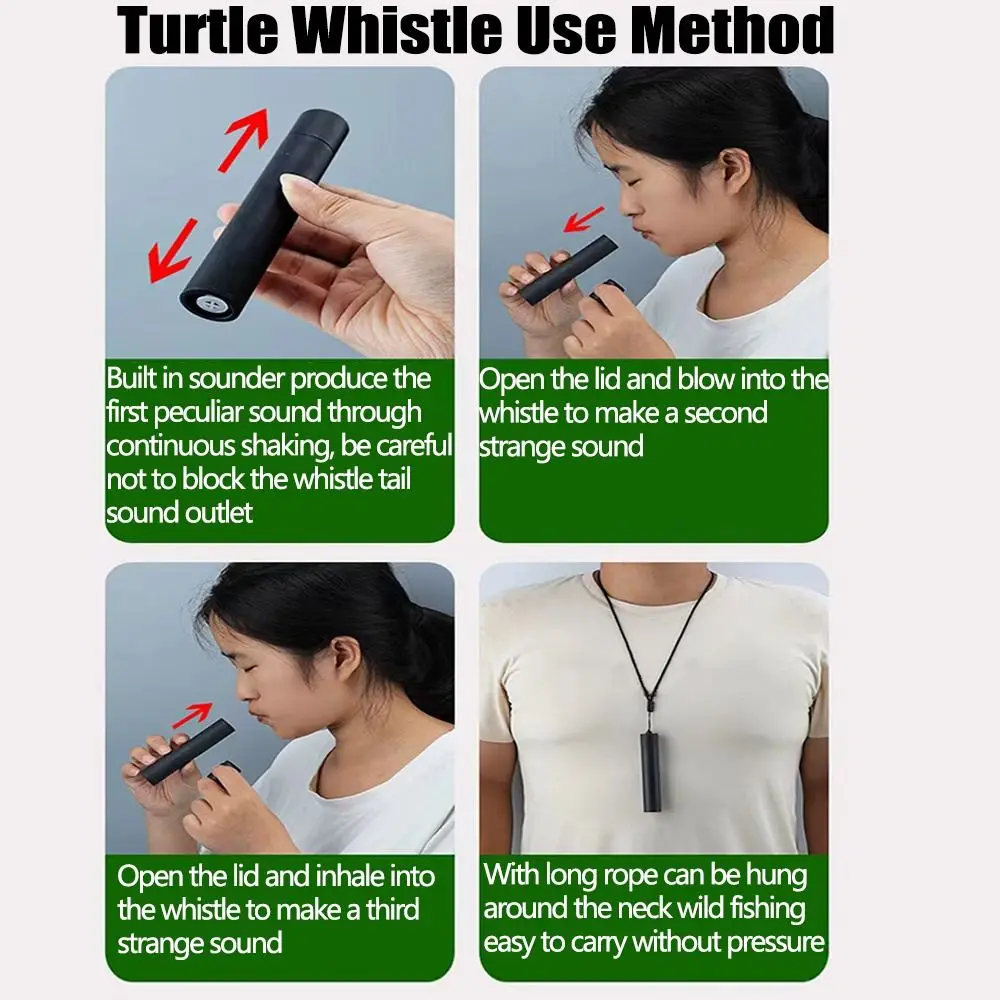 Professional Loud Sound Turtle Whistle Black Plastic Fishermen's Aids Whistle Portable Emergency Camping Whistle Hiking