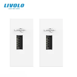 Livolo EU Standard DIY Parts Plastic Materials USB Charge Plug Socket / Wall Outlet Function Key ,VL-FCUS (No Metal Plate)