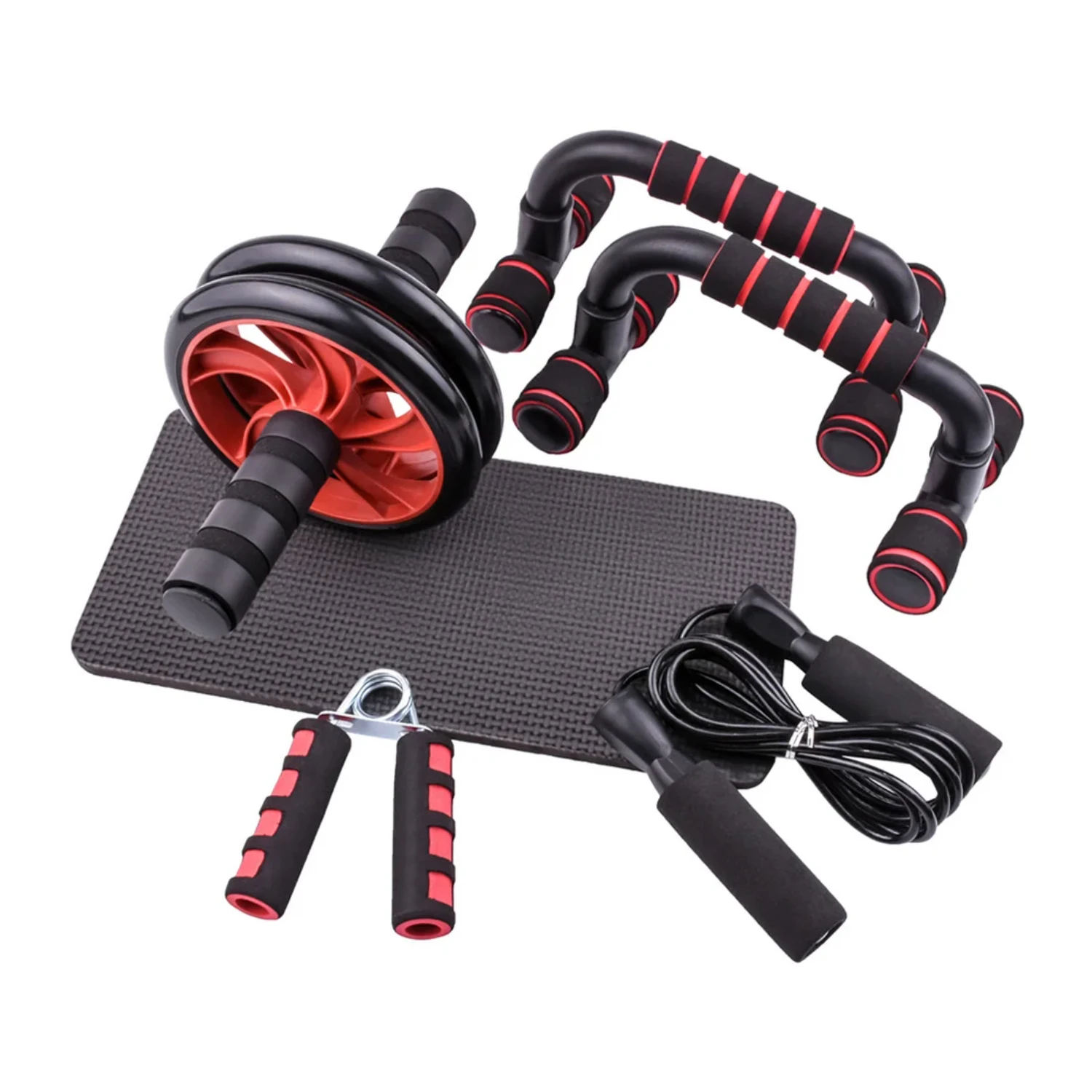 New Silent Premium Abdominal Wheel, Ab Roller Set, and Jump Rope for Intense Gym Training - Full-Body Toning Exercise Mat Includ