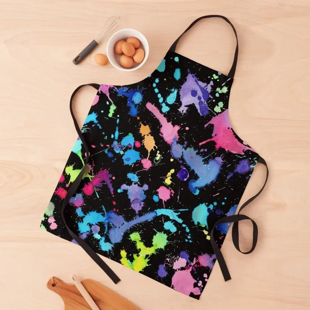 

Black Background Paint Splatter Apron japanese woman Kitchen For Man Kitchens Men Apron
