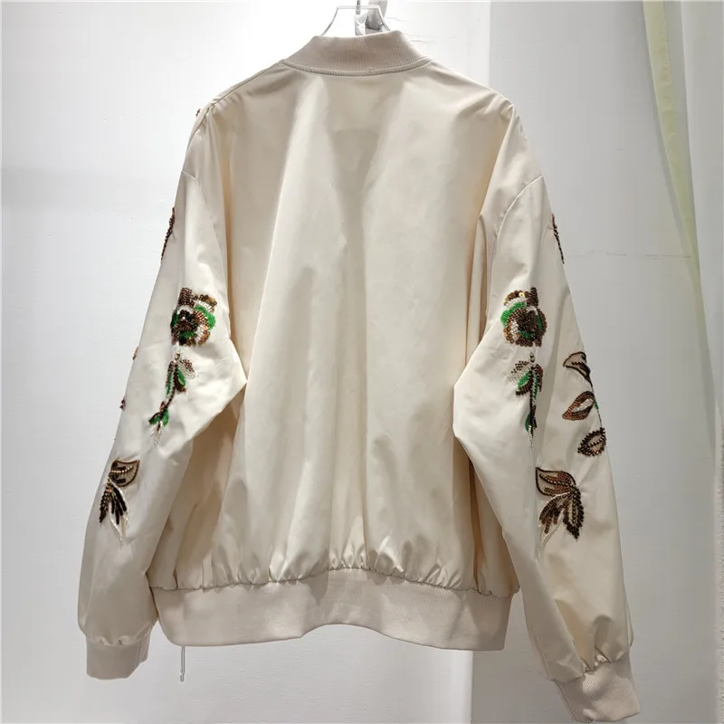 HKSH Women Coat Fashion Heavy Embroidered Flares Casual Elegant High-end Stylish Loose Vintage Jacket Spring Autumn New HK26752