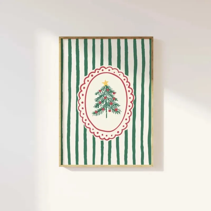 Vintage Christmas Wall Art, Whimsical Christmas Print, Trendy Holiday Wall Art, Cute Christmas Art Print