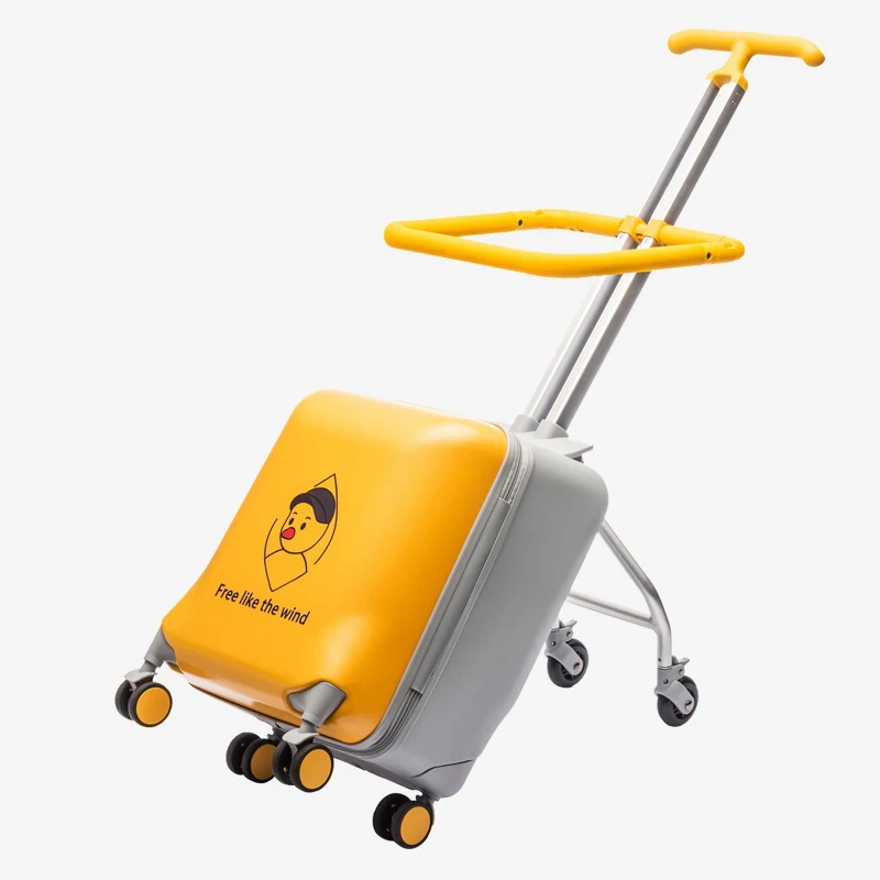 Lazy Walking Suitcase Children Can Sit Ride on Trolley Luggage TSA Customs Lock 20 Inch Suitcase Trip Cabin 2 in 1 Suitcases