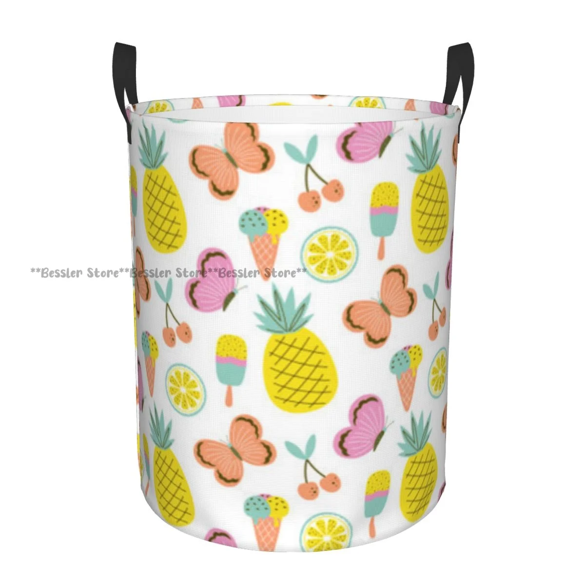 Laundry Basket Colorful Summer Tropical Fruits Folding Dirty Clothes Toys Storage Bucket Household