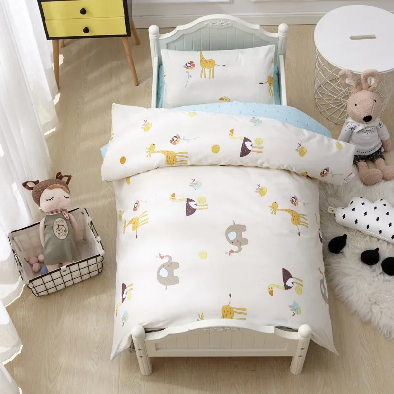 3pcs Baby Cot Bedding Set Without Core Cotton Quilt Girls Cartoon Duvet Cover Pillow Case Sheet CP25