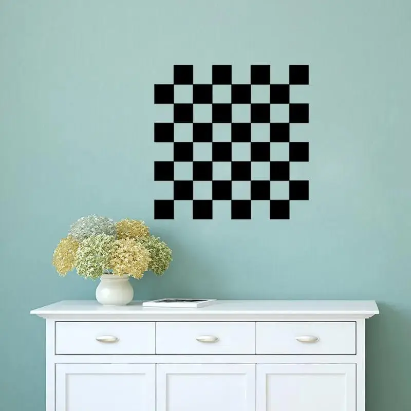 1 pc cool black and white chess and checker game board Wall Sticker Self Adhesive Vinyl Waterproof Art Decal for home bedrom