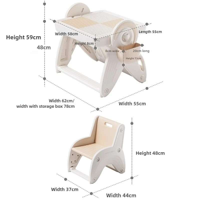 Multifunctional Kids Building Block Table with Chair Children Activity Table with Magnetic Numbers Play Blocks Set Learn Tables