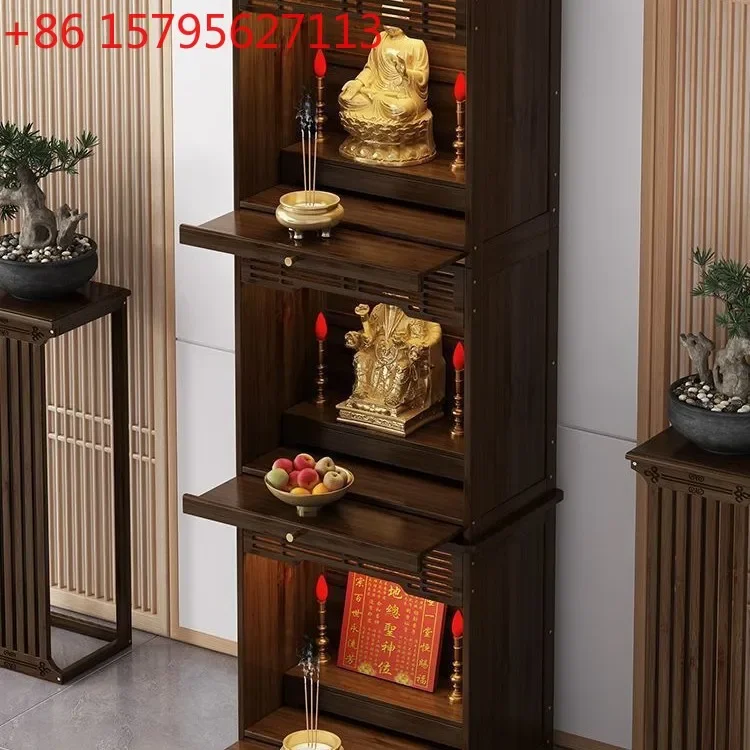 Buddhist shrine Small shrine offering platform Household non-solid wood Guanyin Buddha statue offering platform