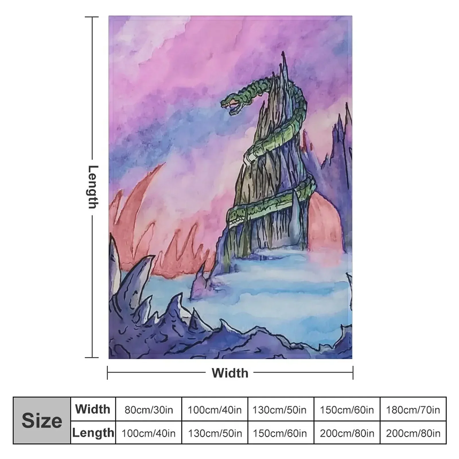 Snake Mountain in Watercolor Throw Blanket cosplay anime Soft Big Blankets