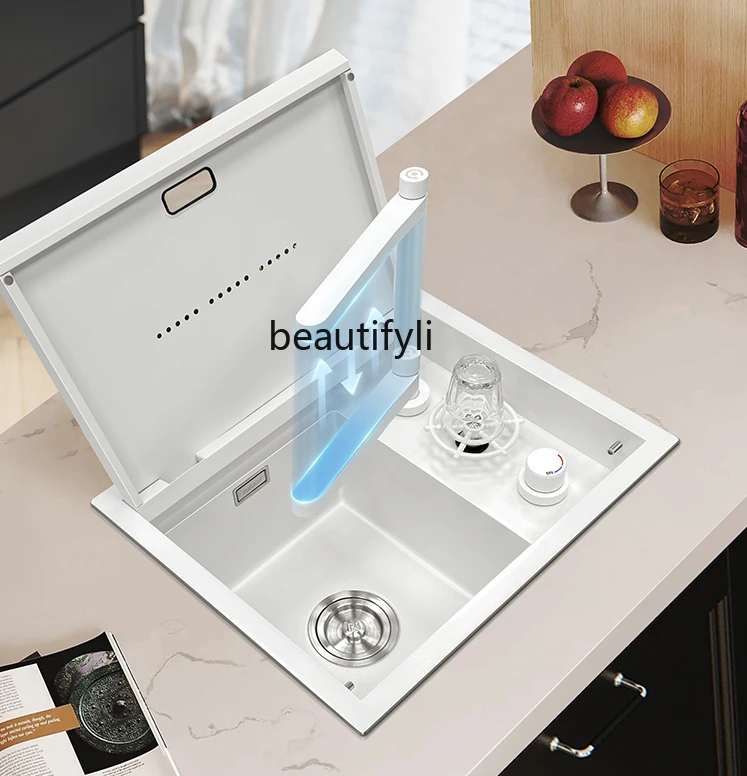 

Invisible small sink cup washer single trough vegetable sink western kitchen island mini wash basin