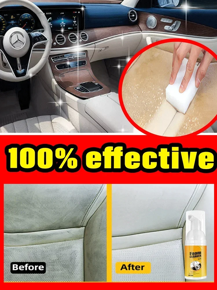 

Car Foaming Cleaner Interior Stain Removal Cleaning Leather Seats Purpose Mousse Cleaning Spray Deep Cleans and Protects