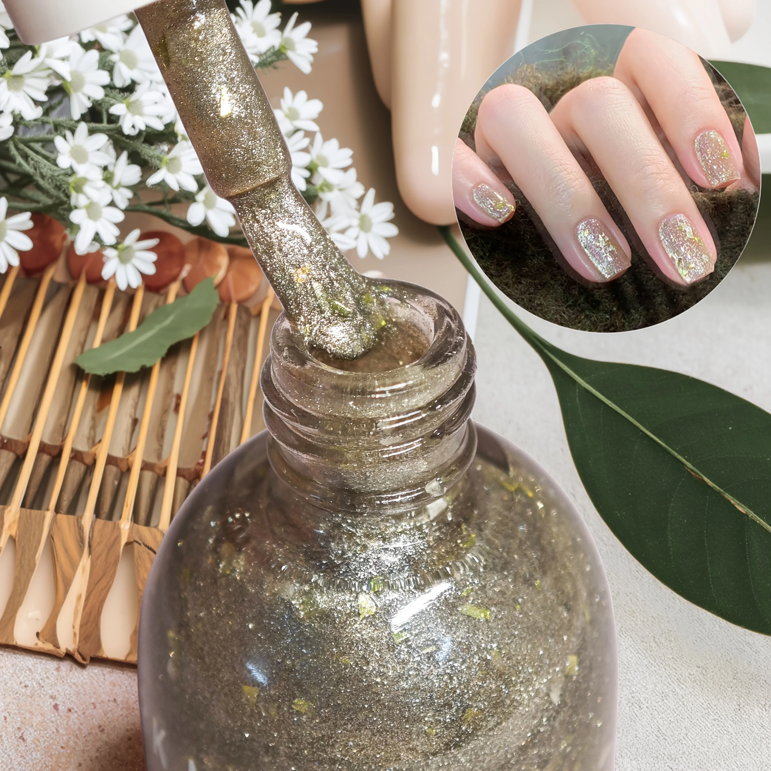 S74 partial solar eclipse golden brown baking free cat eye nail polish, quick drying and lasting with a magnet