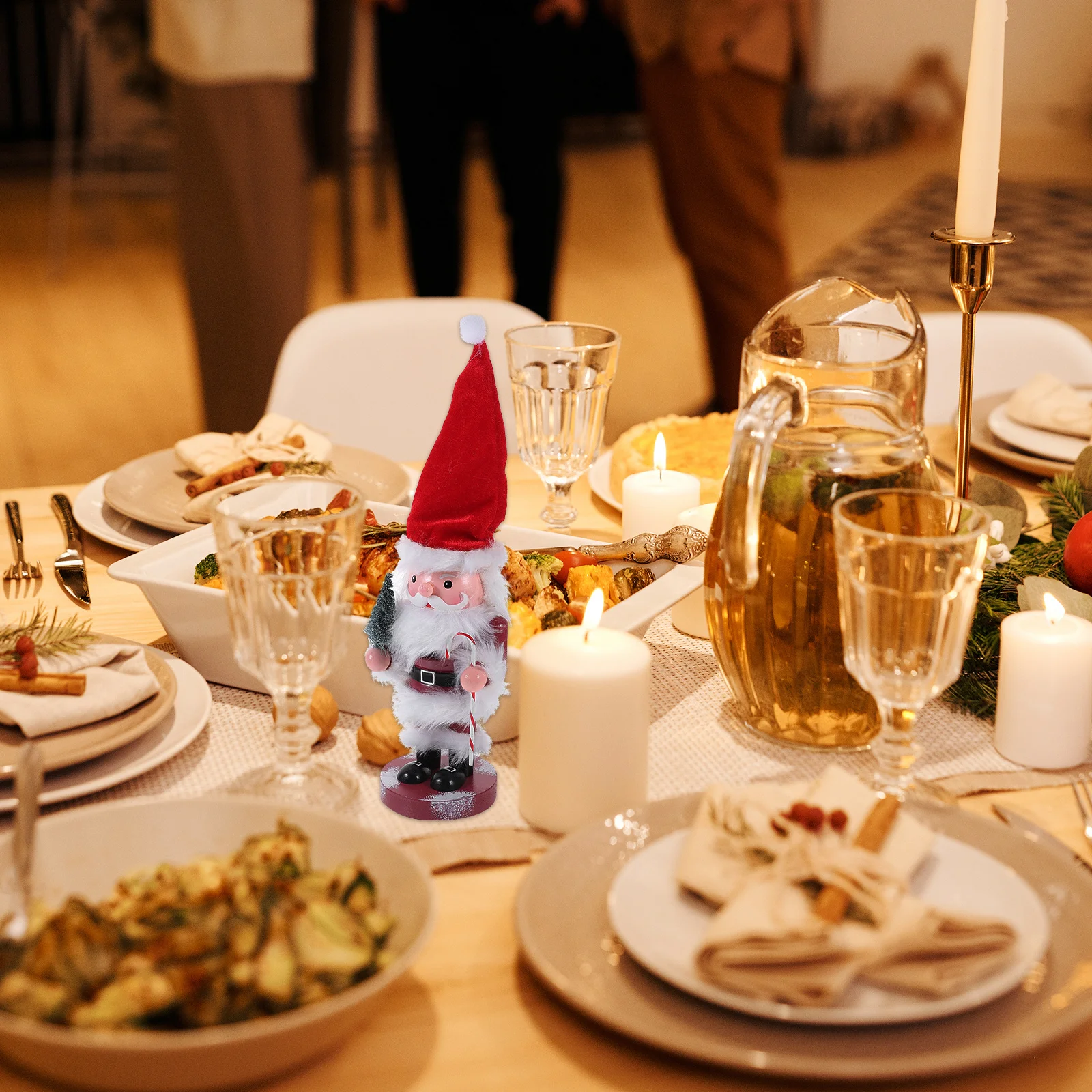 

Wood Nutcracker Figurine Christmas Decoration Santa Nutcracker Ornament Holiday Desktop Decor Gift