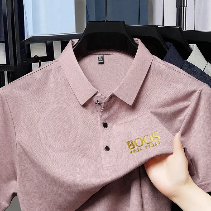 

BOOSHRDAFREAR новая футболка с принтом и короткими рукавами, летняя универсальная свободная дышащая рубашка поло с лацканами для мужчин, рубашки поло для поло