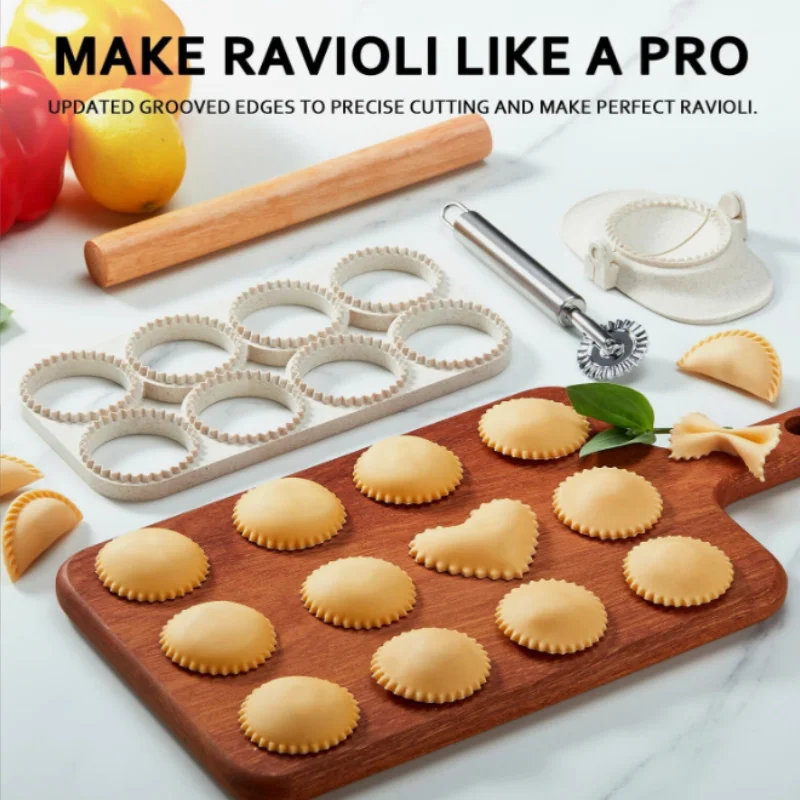 Plastic Ravioli Maker 8 Holes Ravioli Tray Dumpling Mold Set With Rolling Pin Homemade Ravioli Maker Press Easy To Use