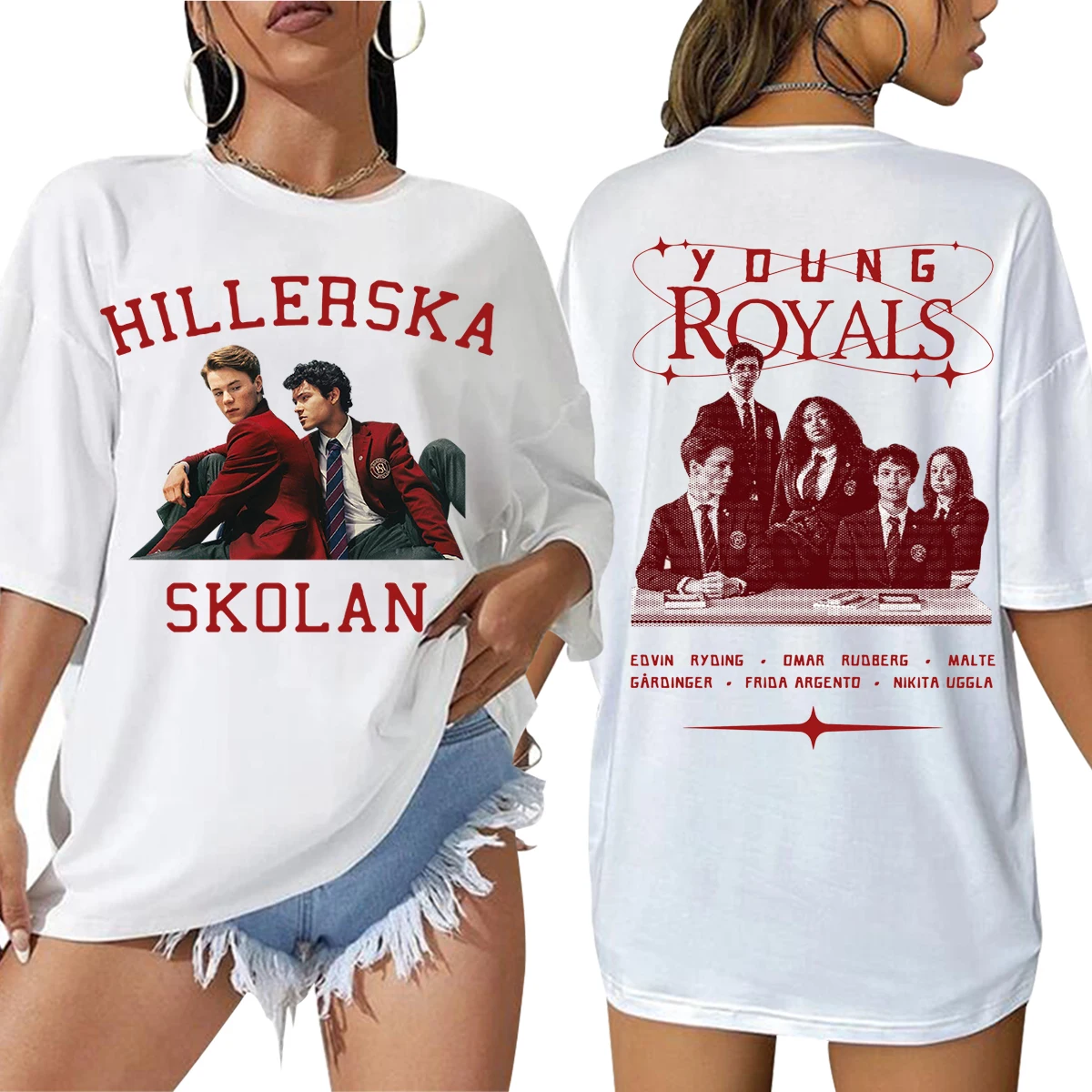 2024 Hot Young Royals Hillerska Skolan T-Shirt Hillerska School Shirt Summer Oversized (Us Size)