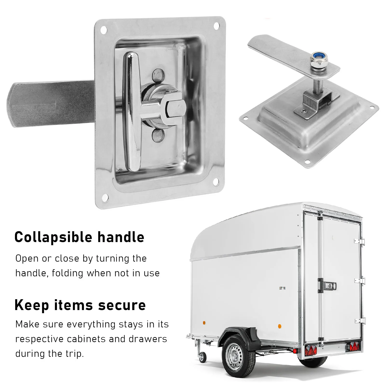 RV Toolbox Latch Stainless Steel Folding T Handle Toolbox Lock for Van RV Trailer Engineering Vehicle Accessories