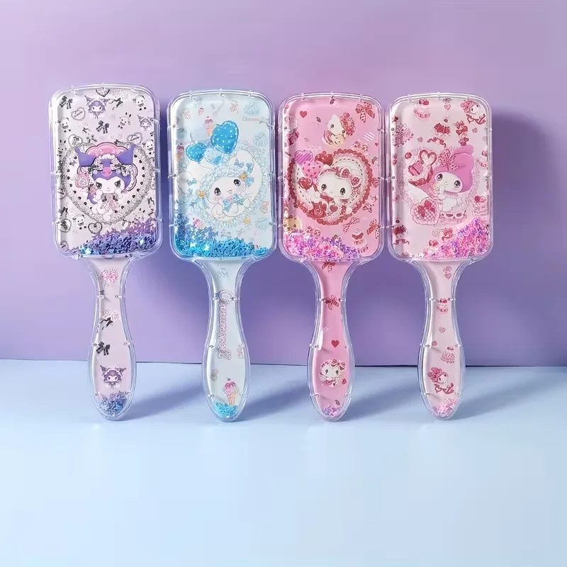 

1 шт. для расчески Kuromi My Melody Kawaii расчески с ручкой Hello Kitty мультфильм струящийся песок серия для волос милые подарки для