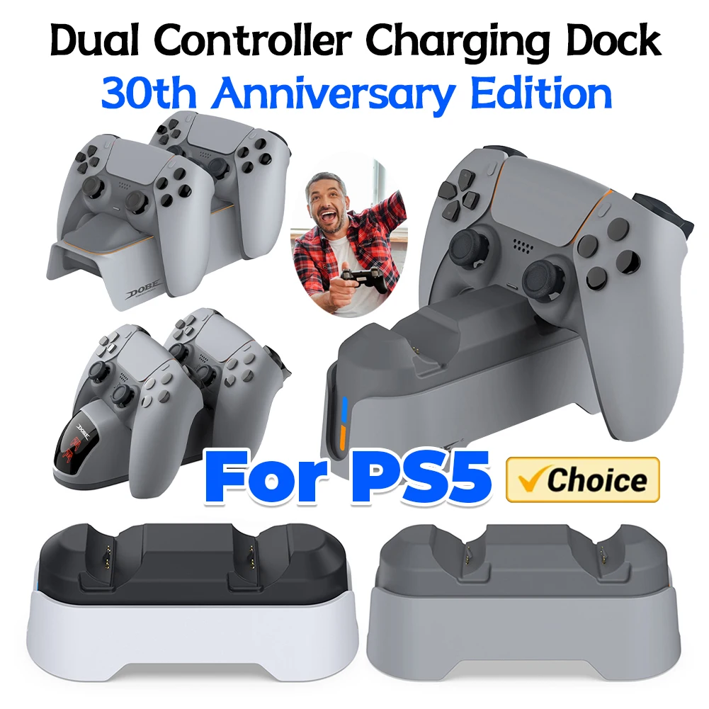 Зарядная подставка с двойным контроллером для контроллера PS5, светодиодная станция быстрого зарядного устройства, издание к 30-летию для Playstation 5, геймпад