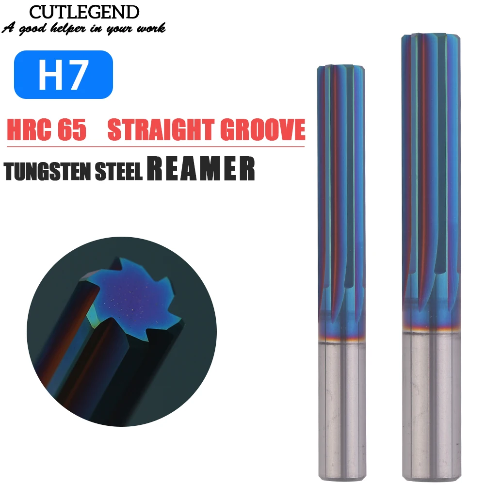 Carbide Reamer CNC Machine Hole Deburring Tool Blue Coating HRC65 Lath Cutter Drill Stainless Steel Hard Steel 4mm 6mm 8mm 1PCS