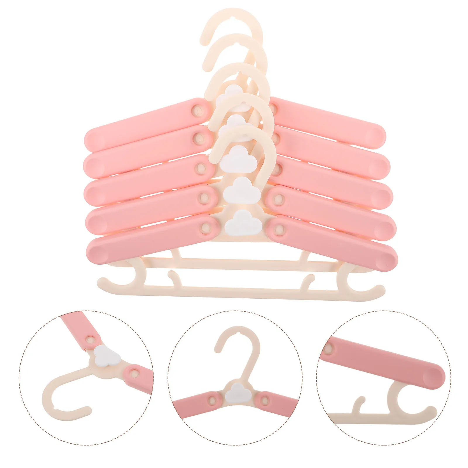 

5Pcs Infant Adjustable Plastic Hangers Non-Slip Baby Closet Organizer Heavy Duty Kids Clothes Hangers Multipurpose Drying Rack