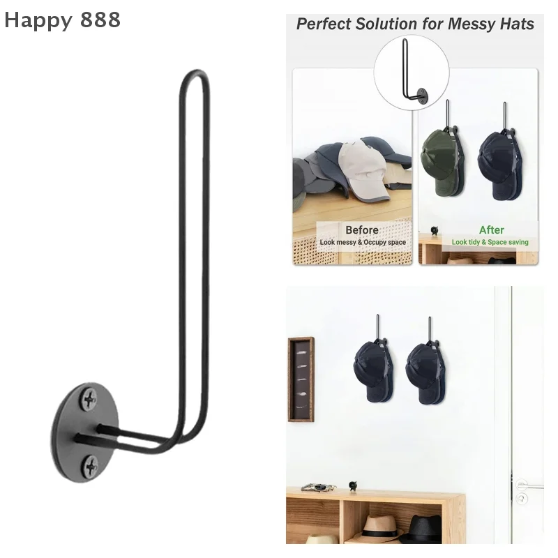 An der Wand montierter Baseballmützenhalter – platzsparender L-förmiger Hut-Organizer für Mützen und Hüte