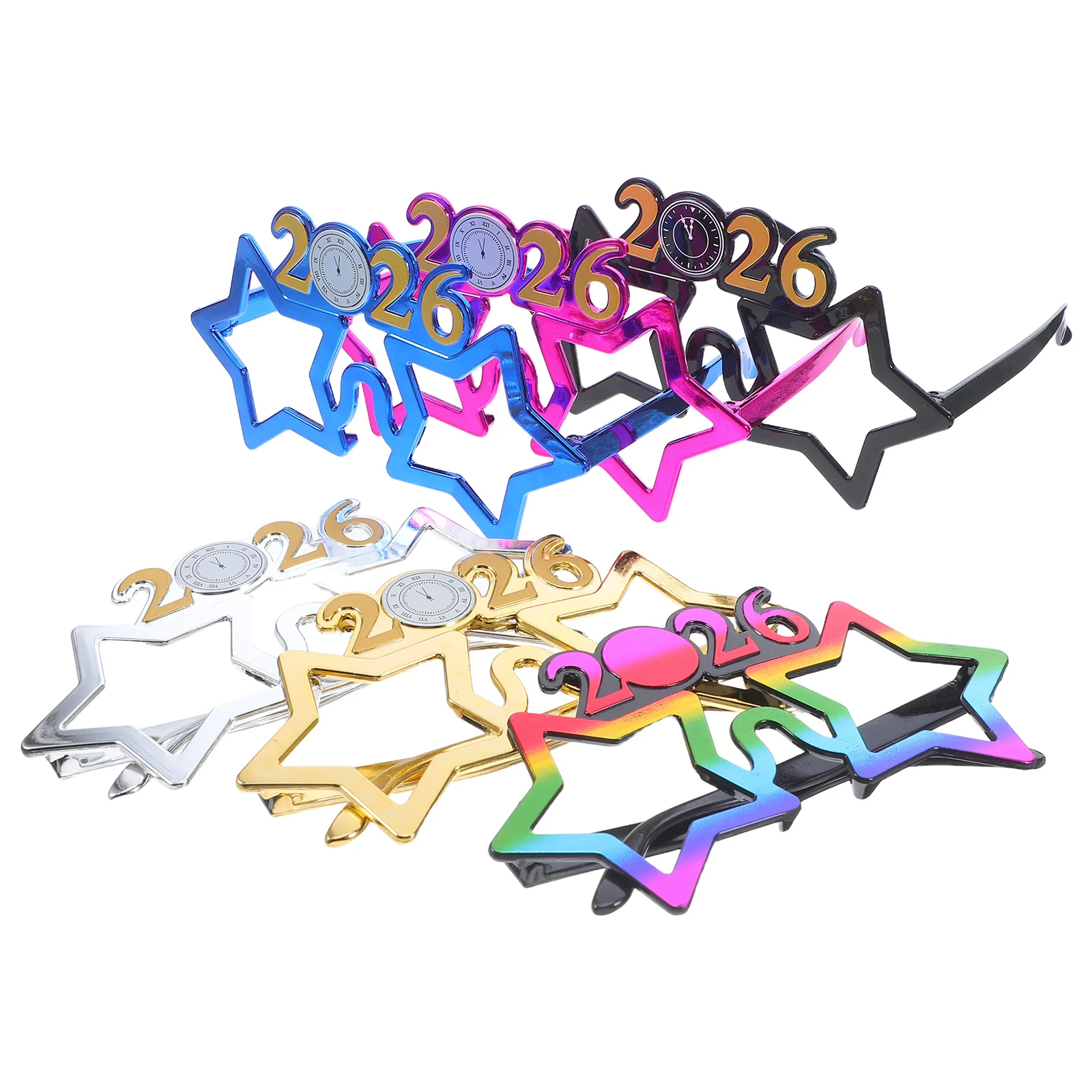 

6Pcs 2026 Novelty Party Glasses Plastic New Year Photo Booth Eyeglasses Holiday Favor New Year Sunglasses Props Novelty Glasses