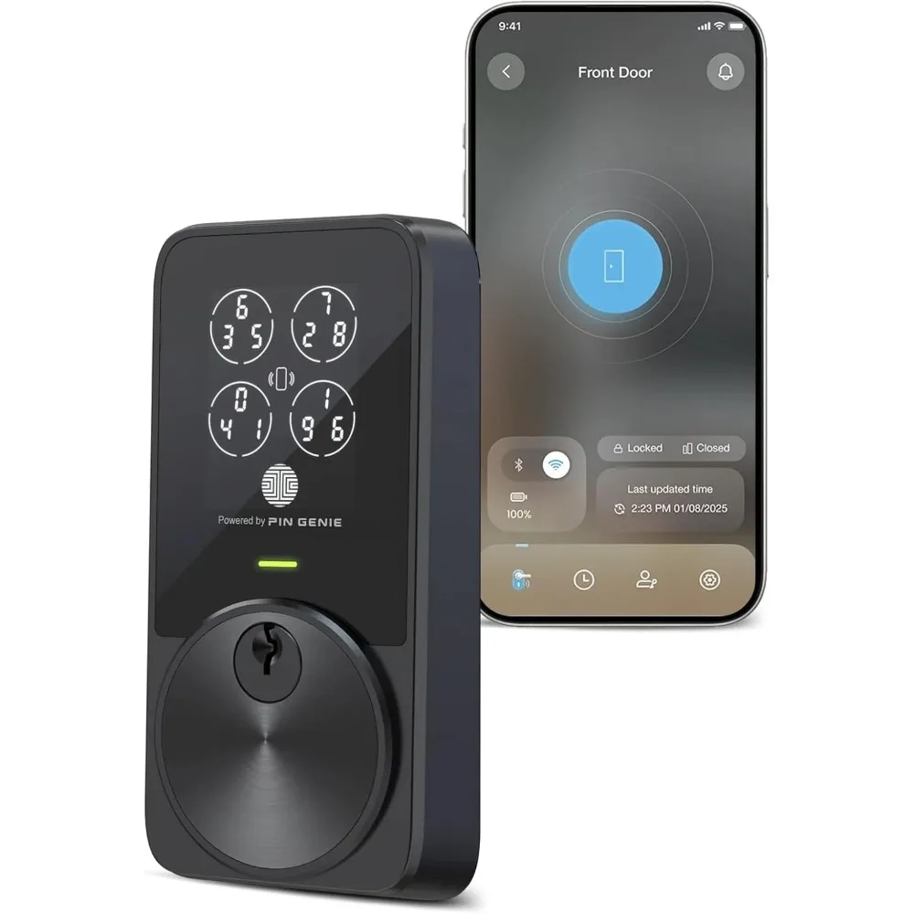 PIN Genie Pro Zeno Series Smart Lock, Keyless Entry Door Lock with Apple Home Key, Built-in Wi-Fi Keypad Deadbolt Locks for Fro
