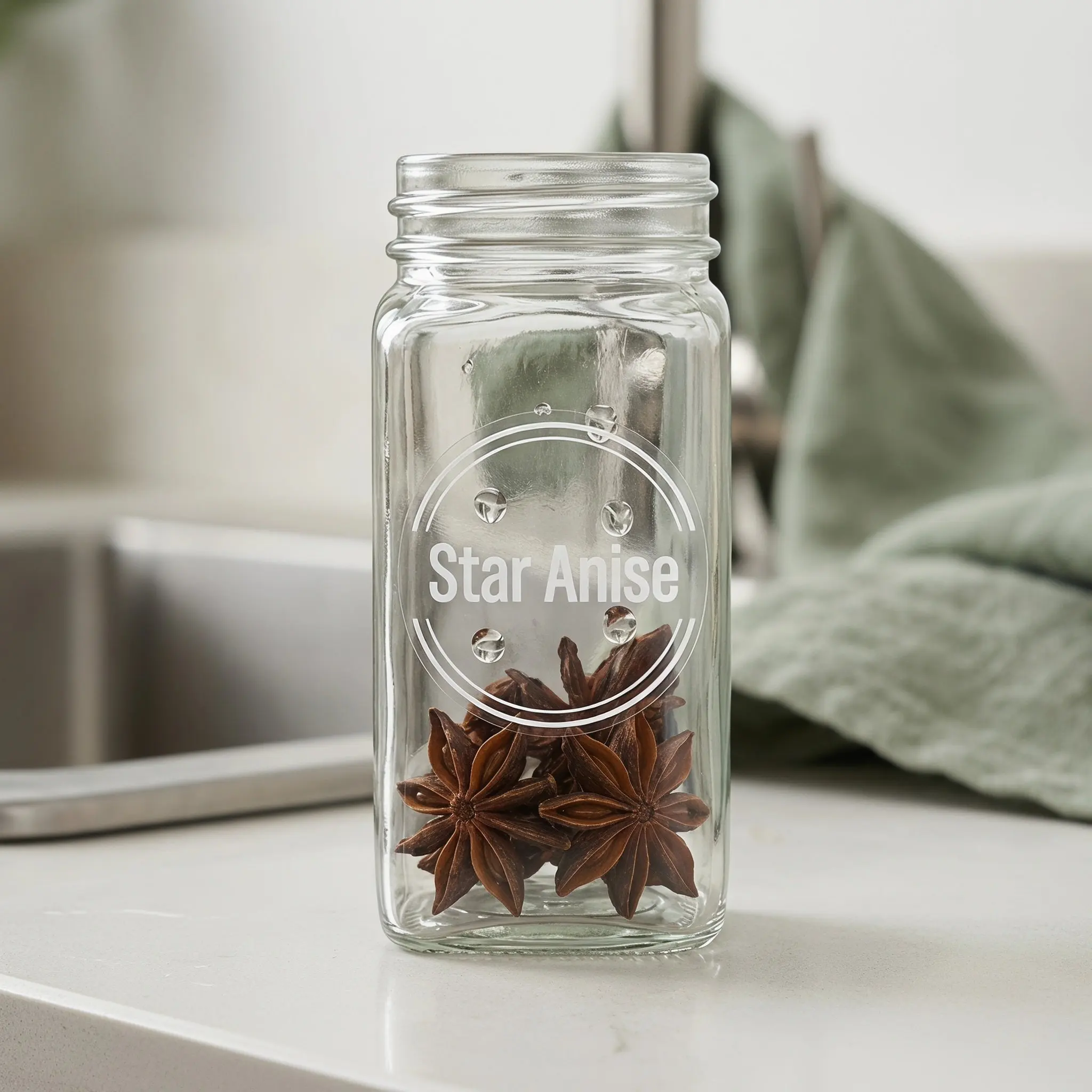 2Sets Preprinted Blank Round Waterproof Spice Labels Transparent Self Adhesive Kitchen Herb Seasoning Glass Jar Pantry Container