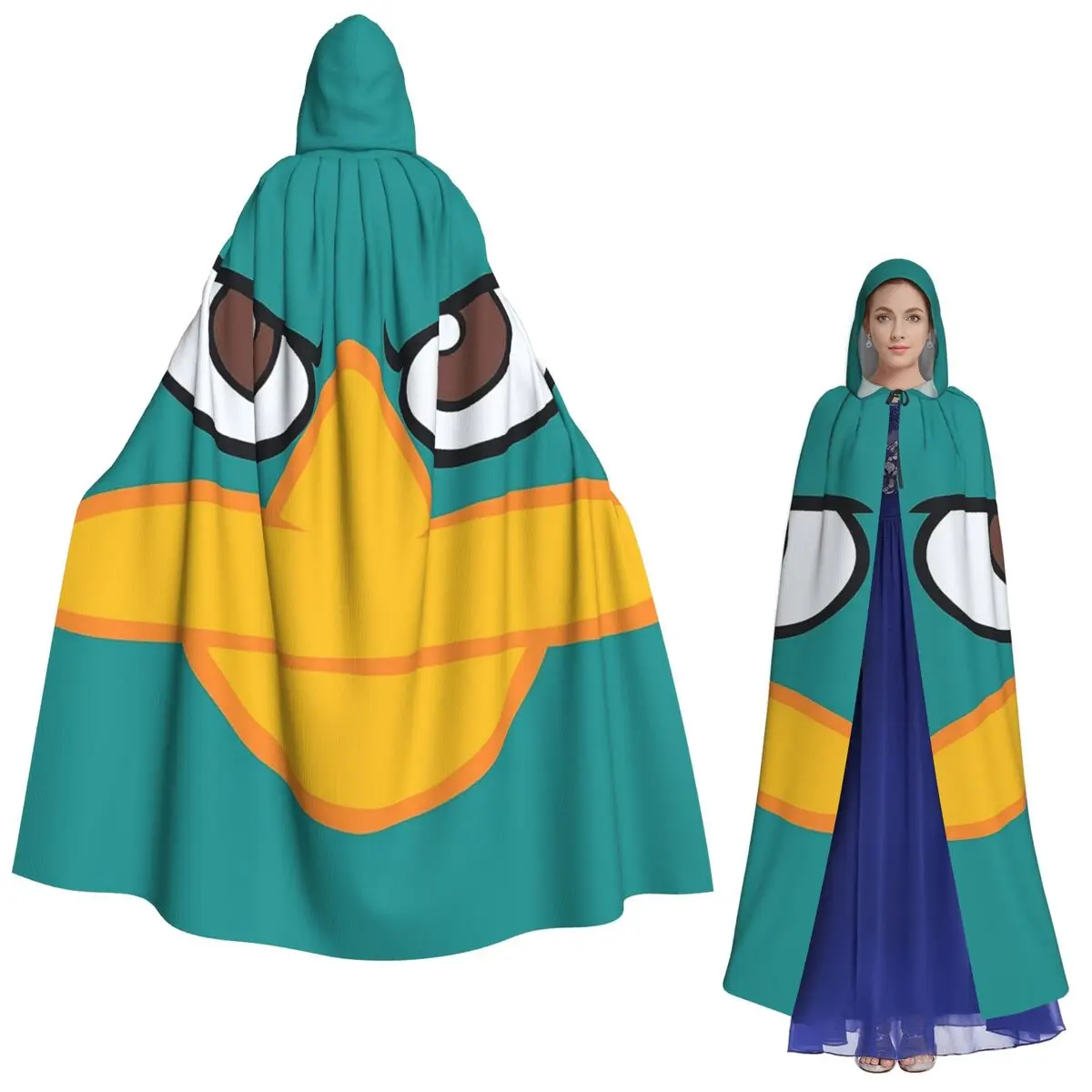 

Длинный плащ с капюшоном Perry The Platypus, средневековый костюм ведьмы, накидка для косплея, накидка на Хэллоуин, вампир, для взрослых, унисекс