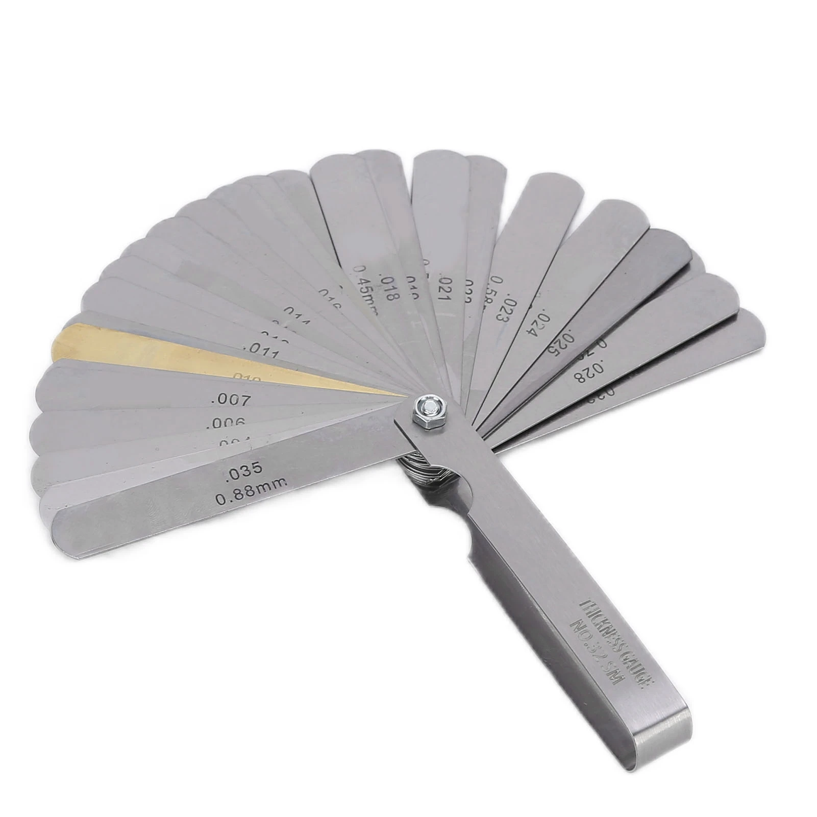 Feeler Gauge 32 Blade Stainless Steel  Measuring Tool 0.0015‑0.035in 0.04‑0.88mm Auto Repair Tool  Measuring Tool