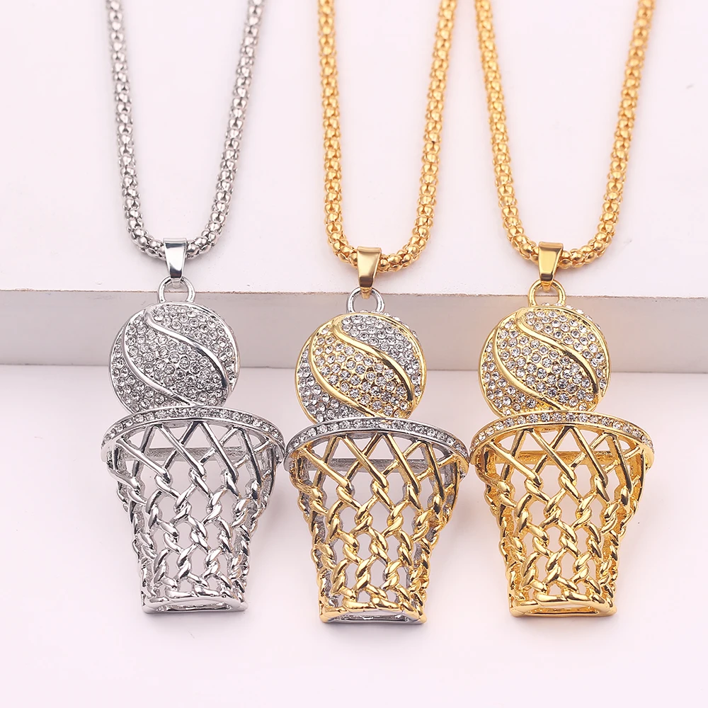 Hip-Hop Sports Trend European American Basketball Hoop Necklace Pendant Jewelry Fashion Accessory Gift for Friend