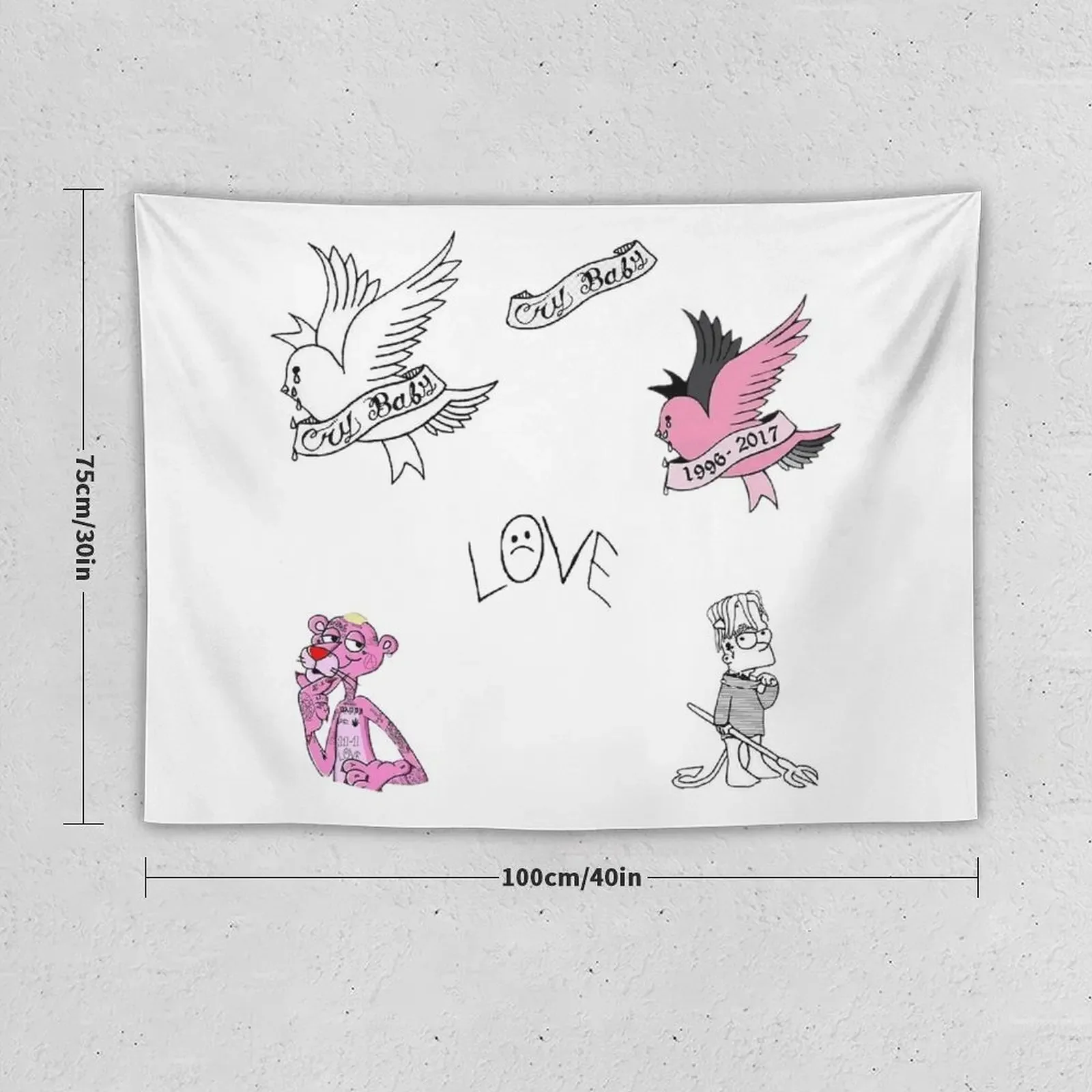 Lil Peep Tattoo Pack Compilation Design #3 Tapestry Home Decorations Wall Decorations Outdoor Decor Tapestry