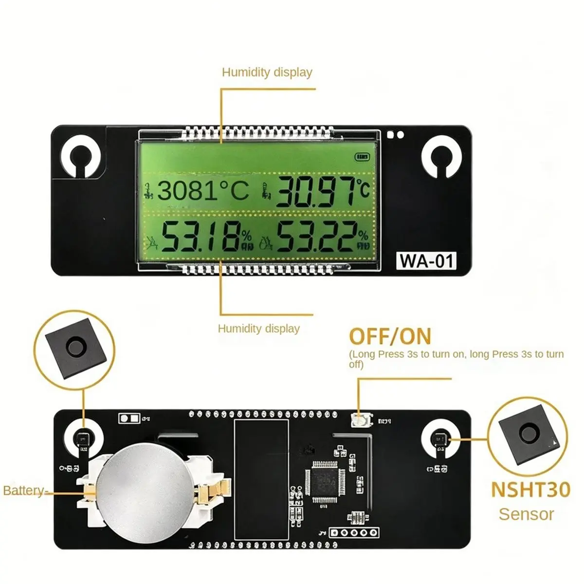 11·11COUPON NSHT30 Dual Probe Temperature Humidity Sensor High- Digital Thermometer Hygrometer for Pet Incubation Breeding