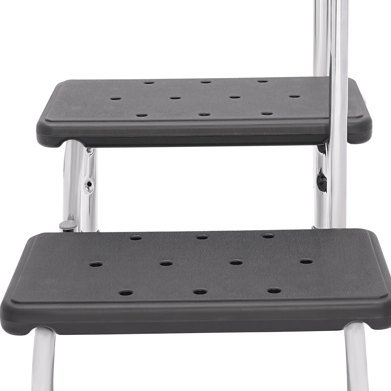2-Step Stool with Handle for Elderly, Non-Slip Bedside Steps with Adjustable Handrail, Medical Footstool, Capacity 220lbs, Black