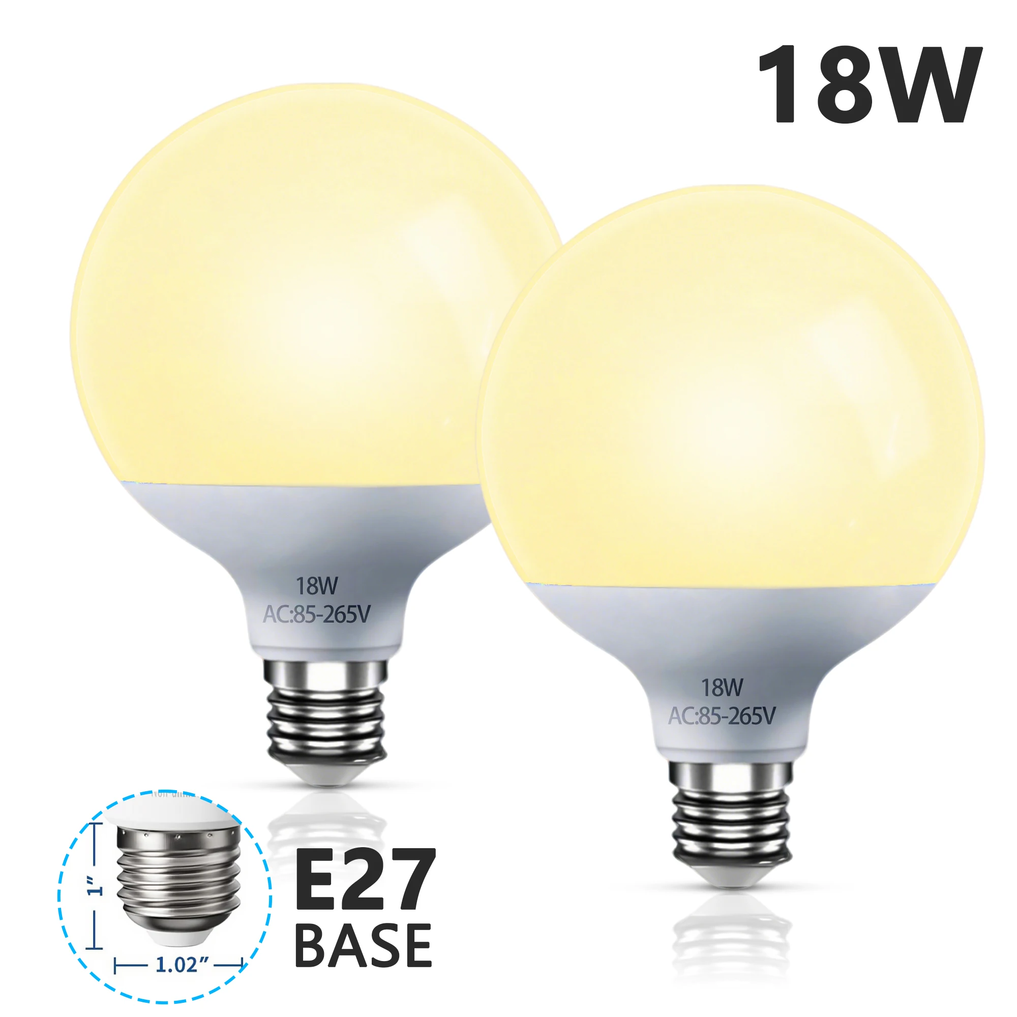 E27 18W LED Bulb Warm White Vanity Light Energy Saving Global Lampada AC 85-265V for Home Decor