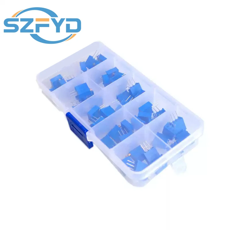 50pcs/lot 3296W Multiturn Trimmer Potentiometer Kit High Precision 3296 Variable Resistor With Free Box Electronic Diy Kit