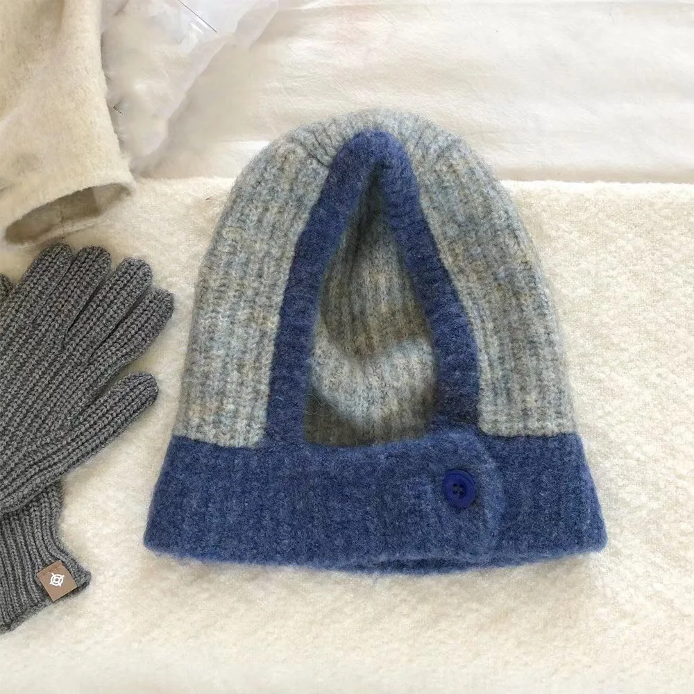 

Fashion Pullover Hat Balaclava Hat Simple Thickened Ear Protection Hat Beanie Knitted Hat Female/Girls