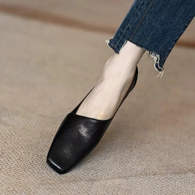 Shoes 2025 Fashion Women's Square Toe Casual Female Sneakers Clogs Platform Flats Oxfords Modis New On Heels Pointed Toe Comfort