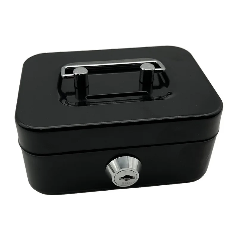 Money Safe Box Lockable Cash Box With Key,Portable Piggy Box Made Of Metal Small Security Lock Box Sturdy Coin Boxes For Kids