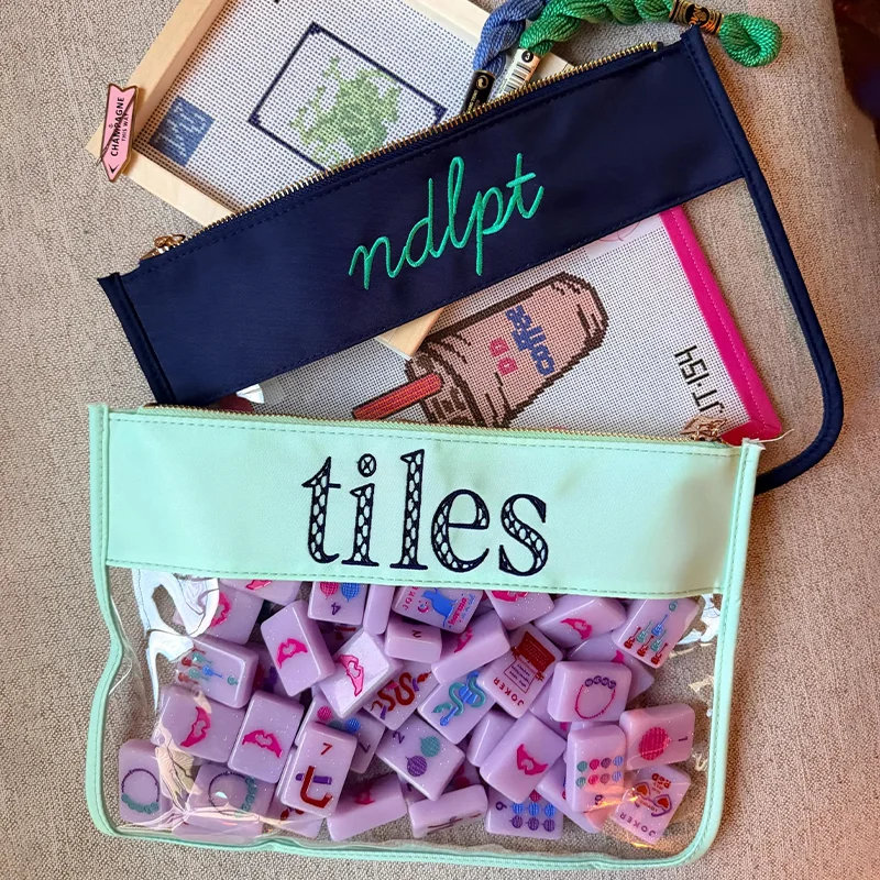 Pvc Cosmetic Makeup Bags Customized Embroidered Letters Bridesmaid Toiletry Personalized Bags Gifts for Women Bride's Bridesmaid