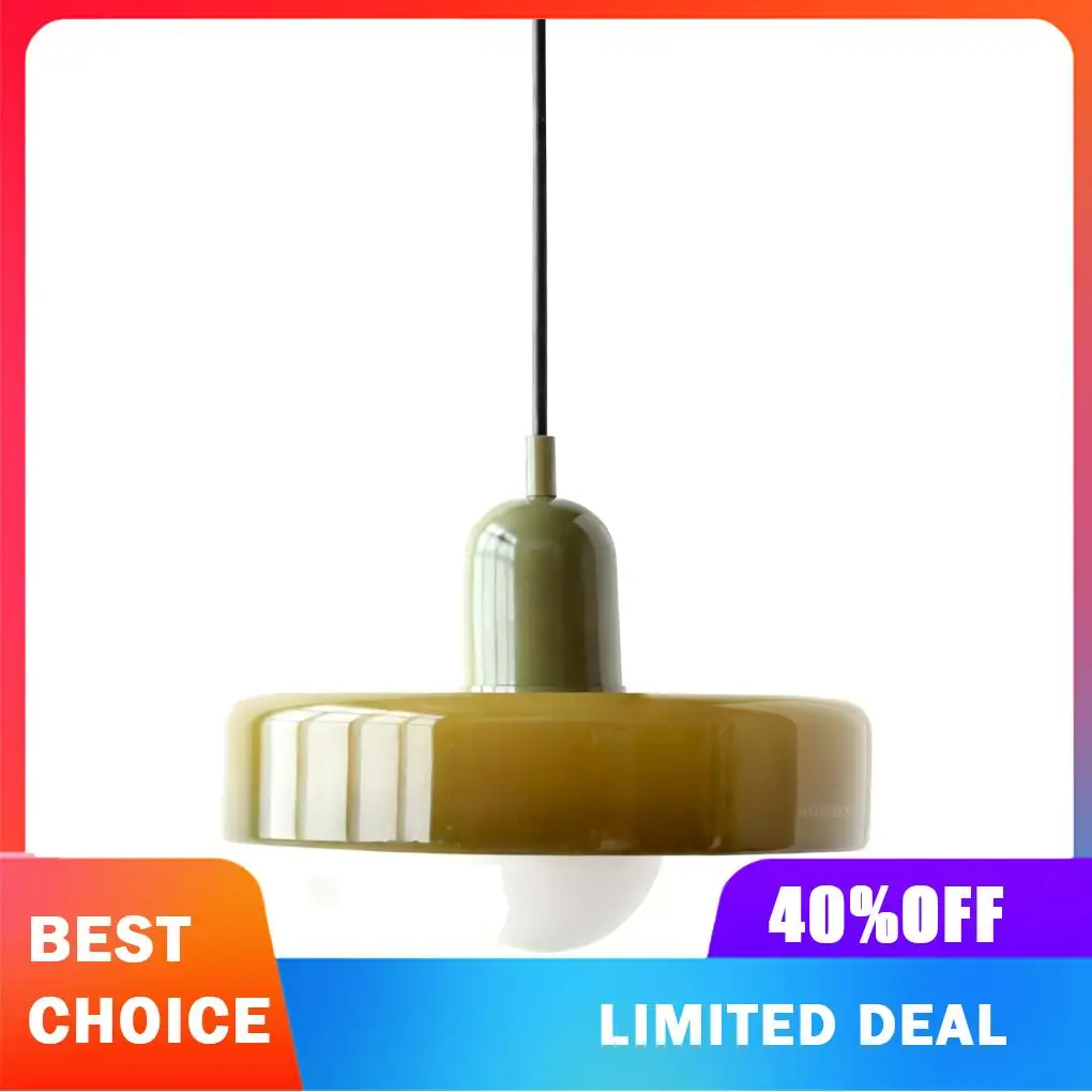 Elegant Green Pendant Light Mid Century Modern Style Features Adjustable Cable Home Décor Flat LED