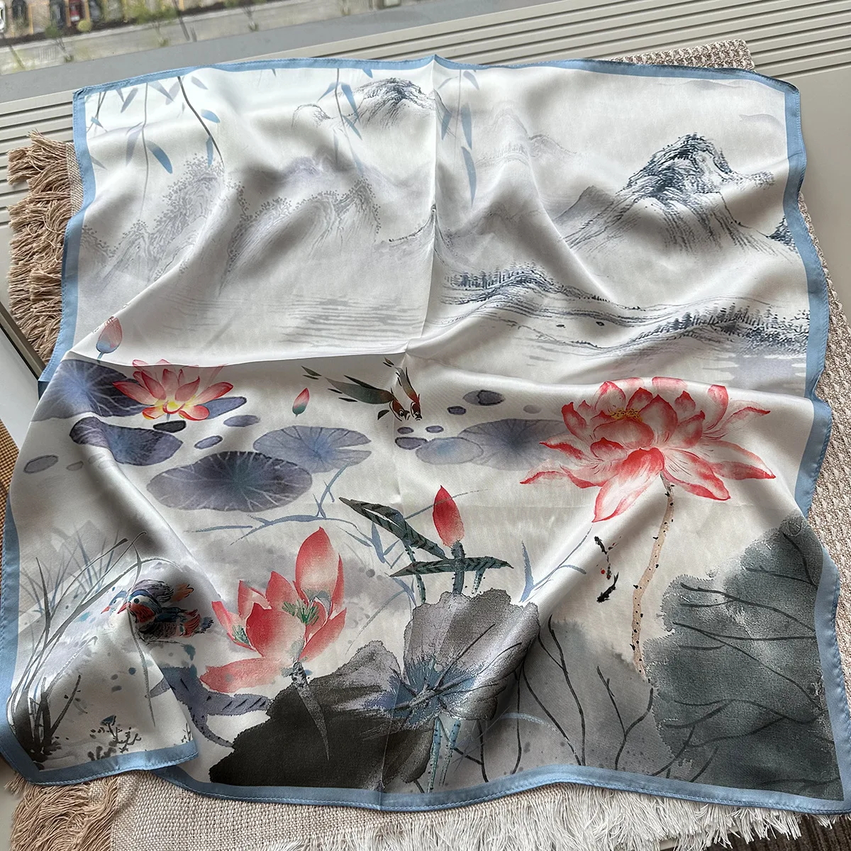 100% Pure 12MM Mulberry Silk Satin Weave Square Scarf  Fashionable&Versatile High-end Silk Scarf  68x68CM Size