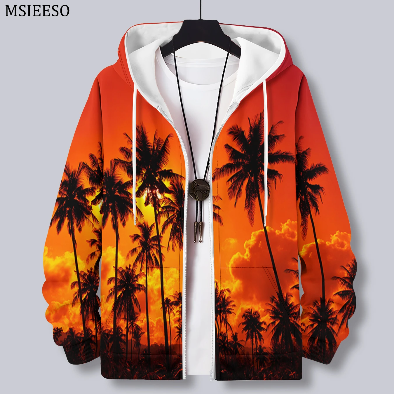 MSIEESO Men Zipper Hoodie Plant Weed Pattern Printed Hoodie Casual Male Hooded Jacket Women Streetwear Fashion Zipper Coat