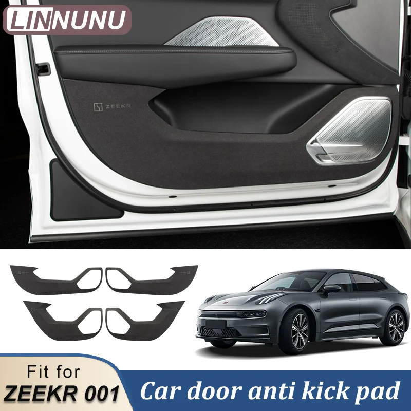 LINNUNU Fit for ZEEKR 001 Interior Door Anti-kick Protective Pad Cover Stickers Car Styling Modification Leather Suede Stickers