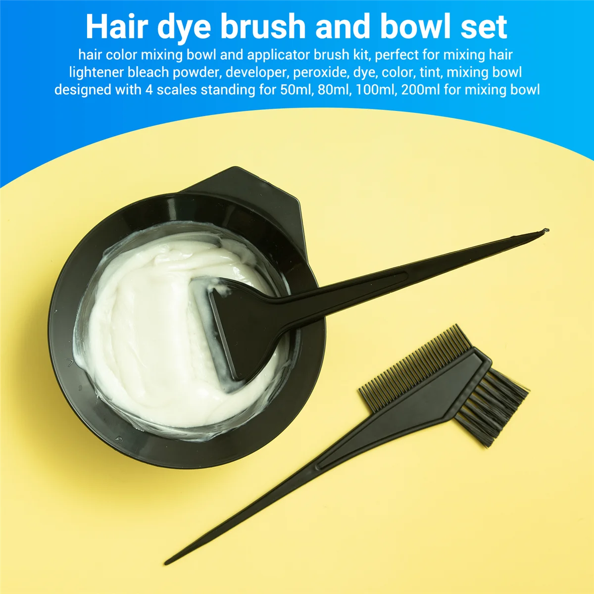 Hair Dye Color Brush and Bowl Set, Hair Color Brush Mixing Bowl Kit ,Tools for Hair Tint Dying Coloring Applicator, 7 Piece Set