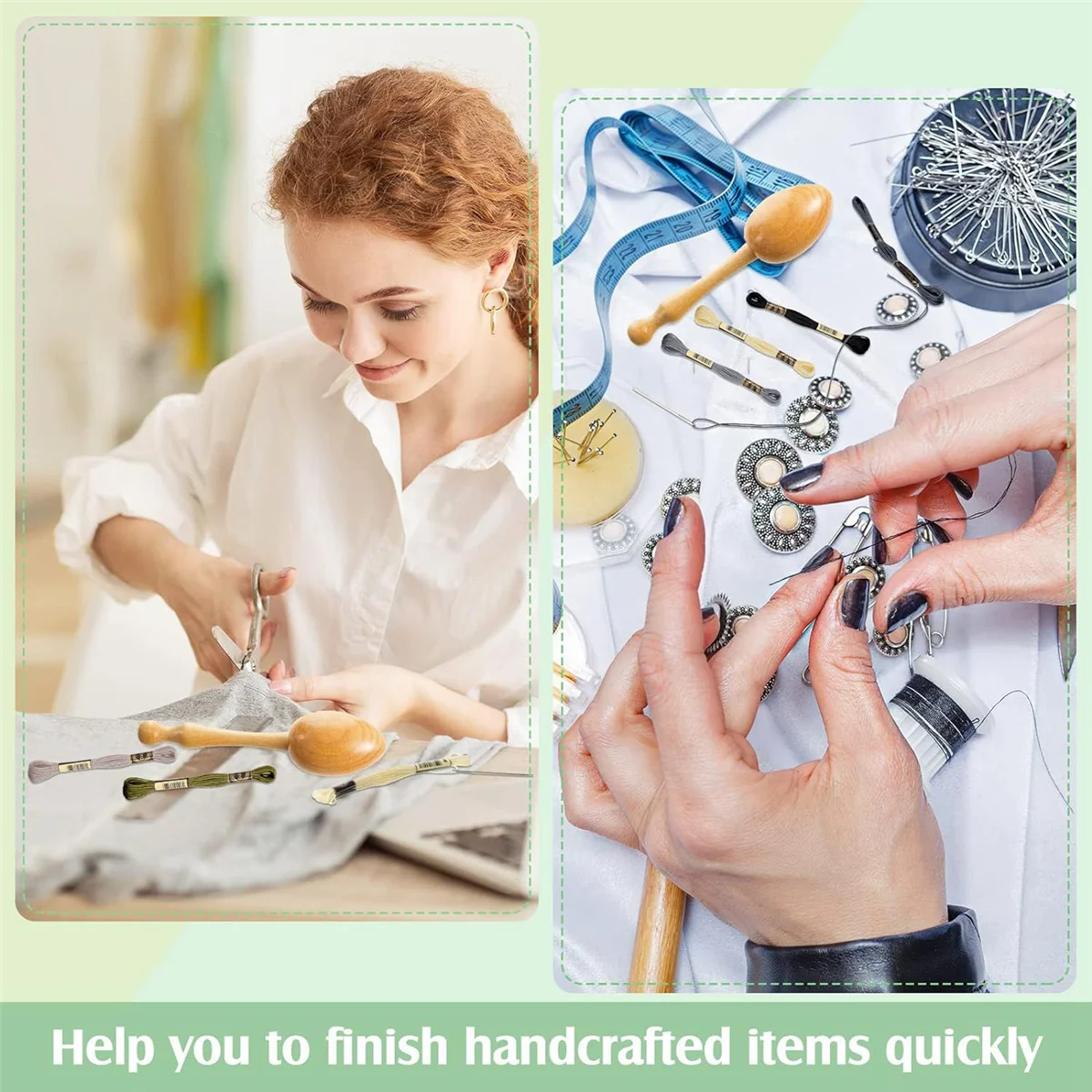 A95I-2 قطعة مجموعة لوازم جريئة بيضة جريئة للجوارب مستلزمات رمي الفطر الخشبية مع خياطة إبر العين #2