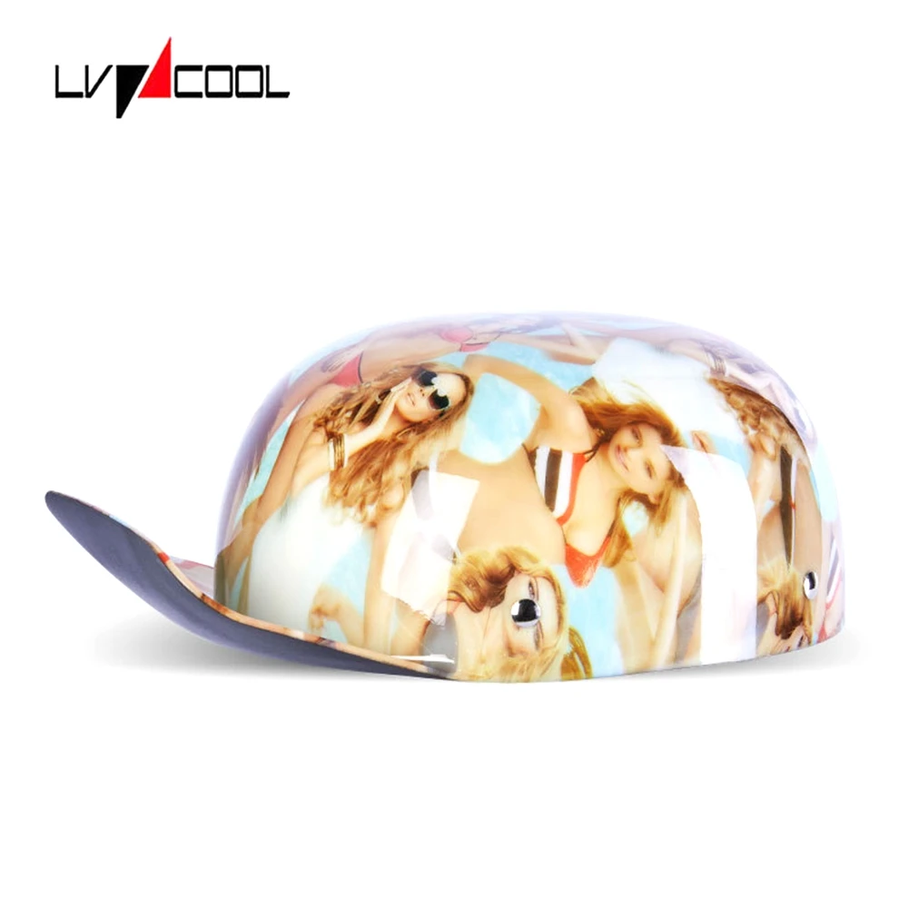 

LVCOOL 2023 Baseball Cap Helmet Motorcycle Helmets Summer Open Face Scooter for Cruiser Chopper Gangster Men Women F Type-XXL