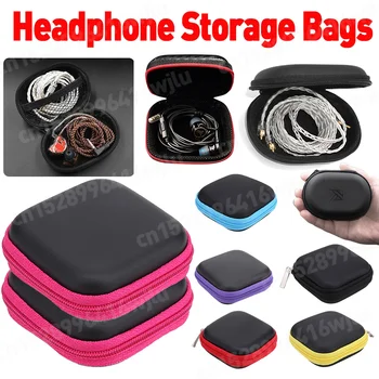 이어폰 케이스 휴대용 미니 지퍼 헤드폰 가방 보관 상자 EVA 안티 압력 헤드셋 데이터 케이블 홀더 헤드폰 운반 가방