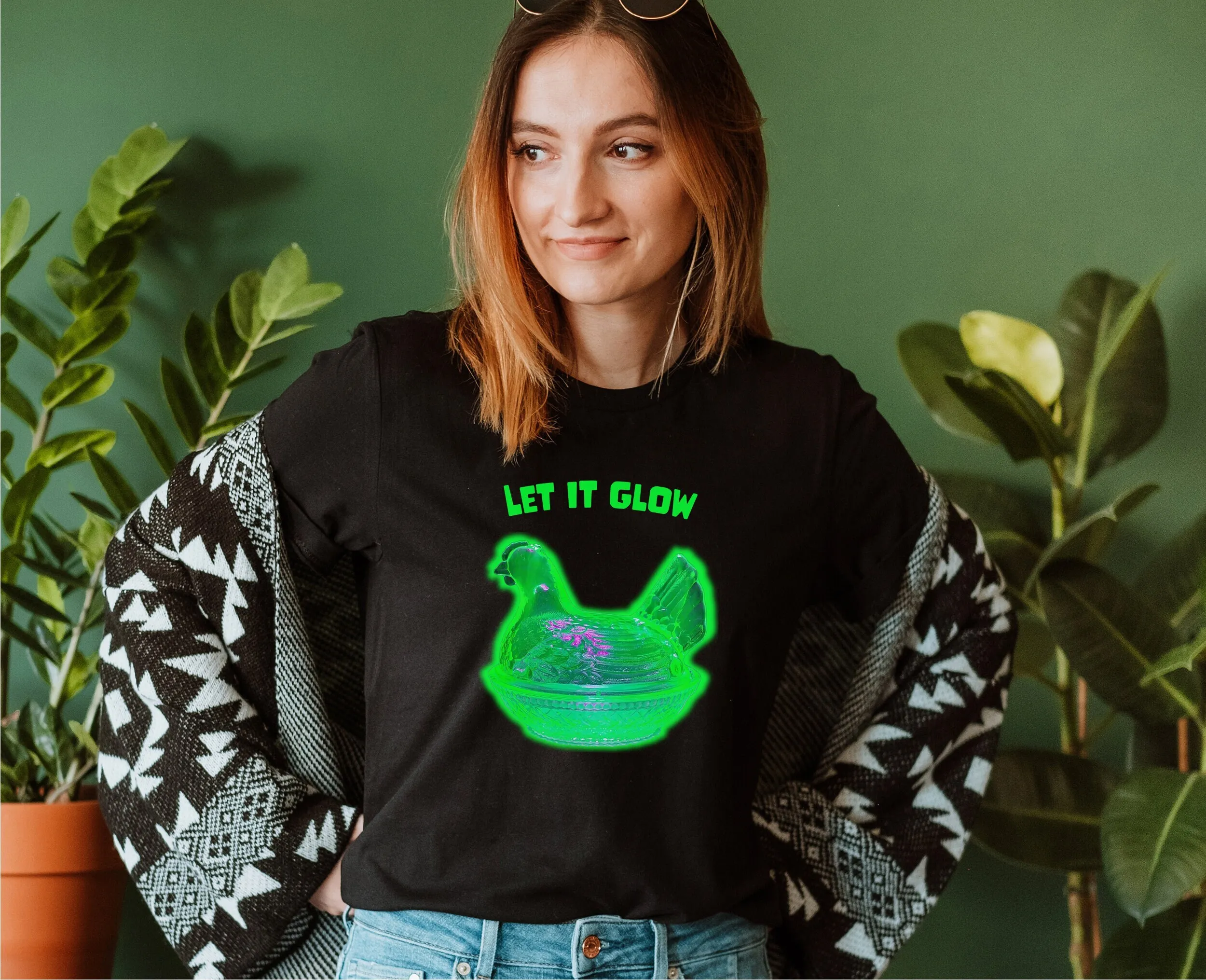 Let It Glow Uranium Glass T Shirt Vaseline Hen